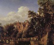 Jan van der Heyden Canal scenery gentleman Sweden oil painting artist